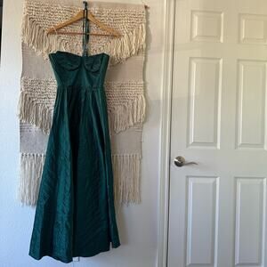 Marchesa Notte Green Pleated Dress